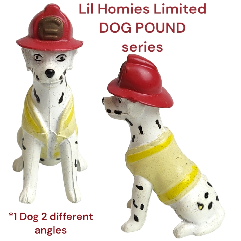 Homies Dog Pound series dalmatian dog w fire fighter hat miniature figurine toy